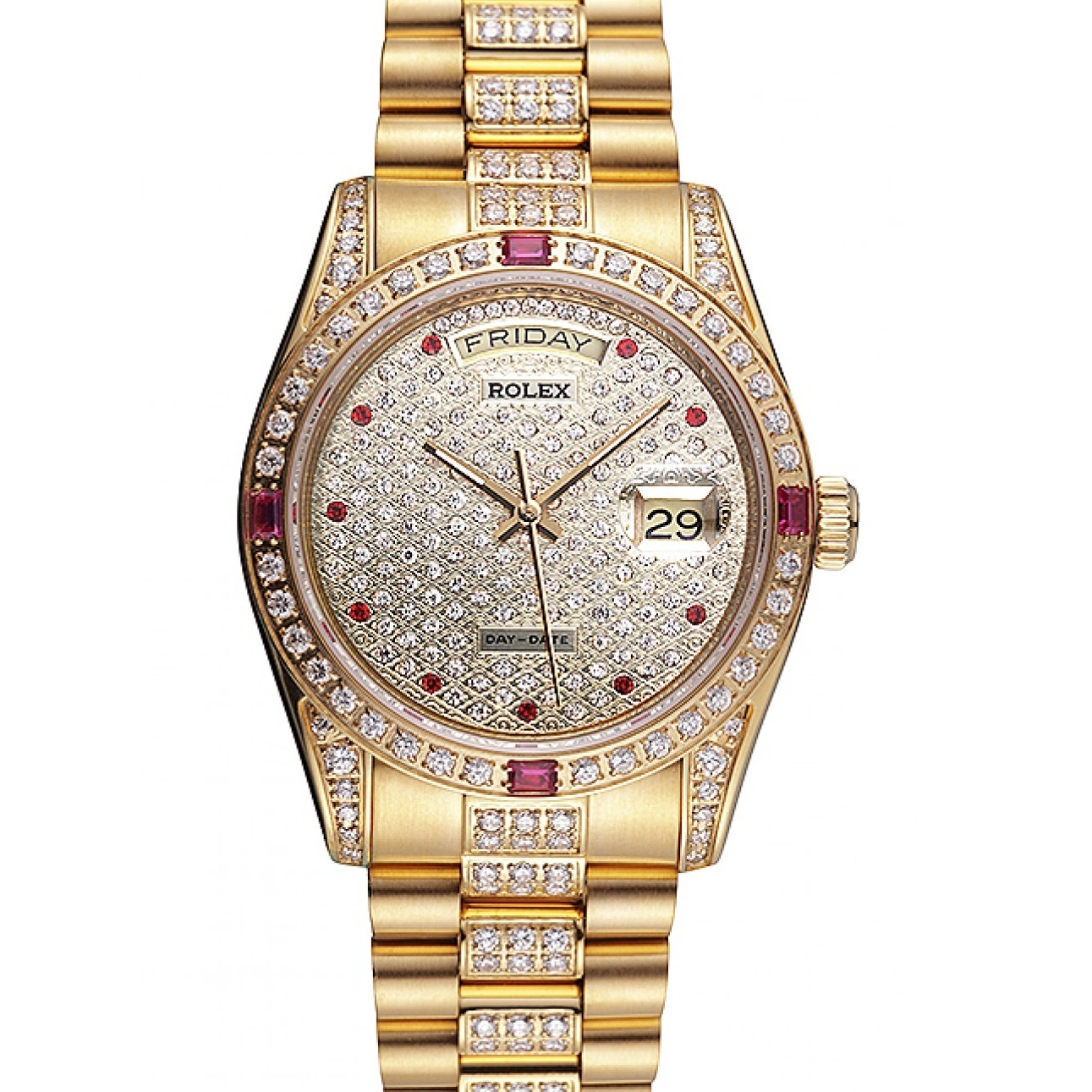 0407 Swiss Rolex Day-Date Diamonds Yellow Gold-srl184 621614